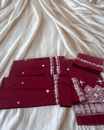 Image- Winter Cotton Unstitched Embroidery 3 piece