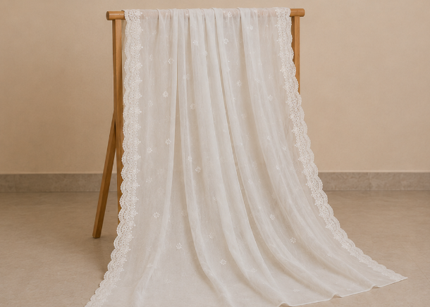 Kayseria- White Embroidered Shawl