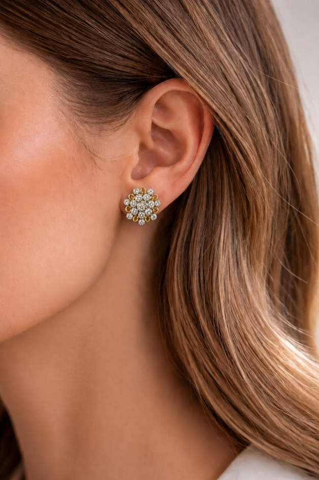 Celeste Bloom Jewelry Set- Earrings, Ring and pendant- Gold Plated with Zircon
