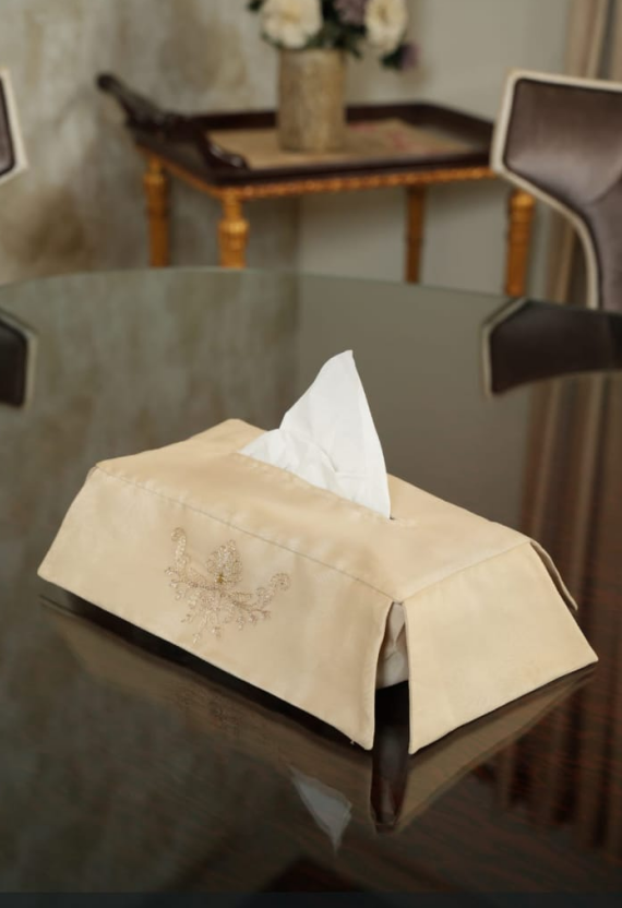 Embroidered Velvet Home Decor Set – Tissue Box, Table Runner & Table Mat