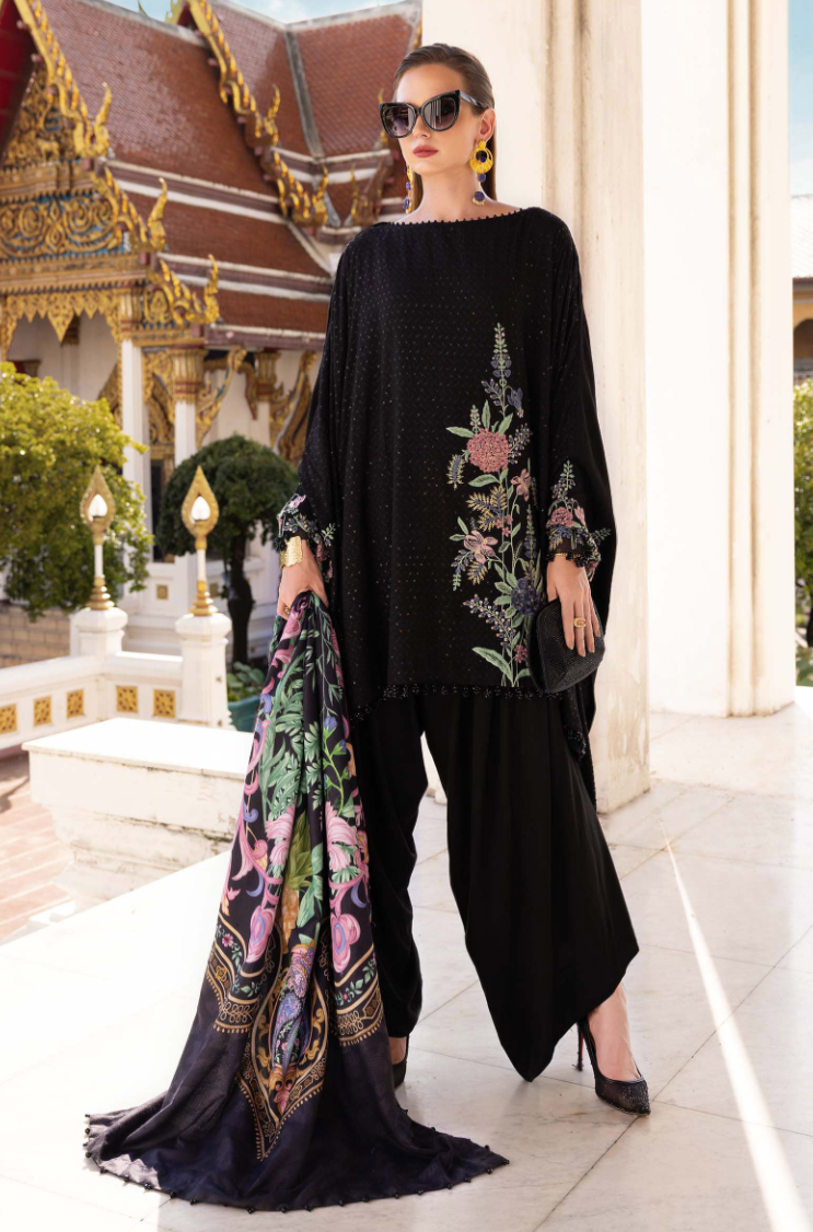 Maria.B MPrints Embroidered Twill Linen Unstitched 3Pc Suit