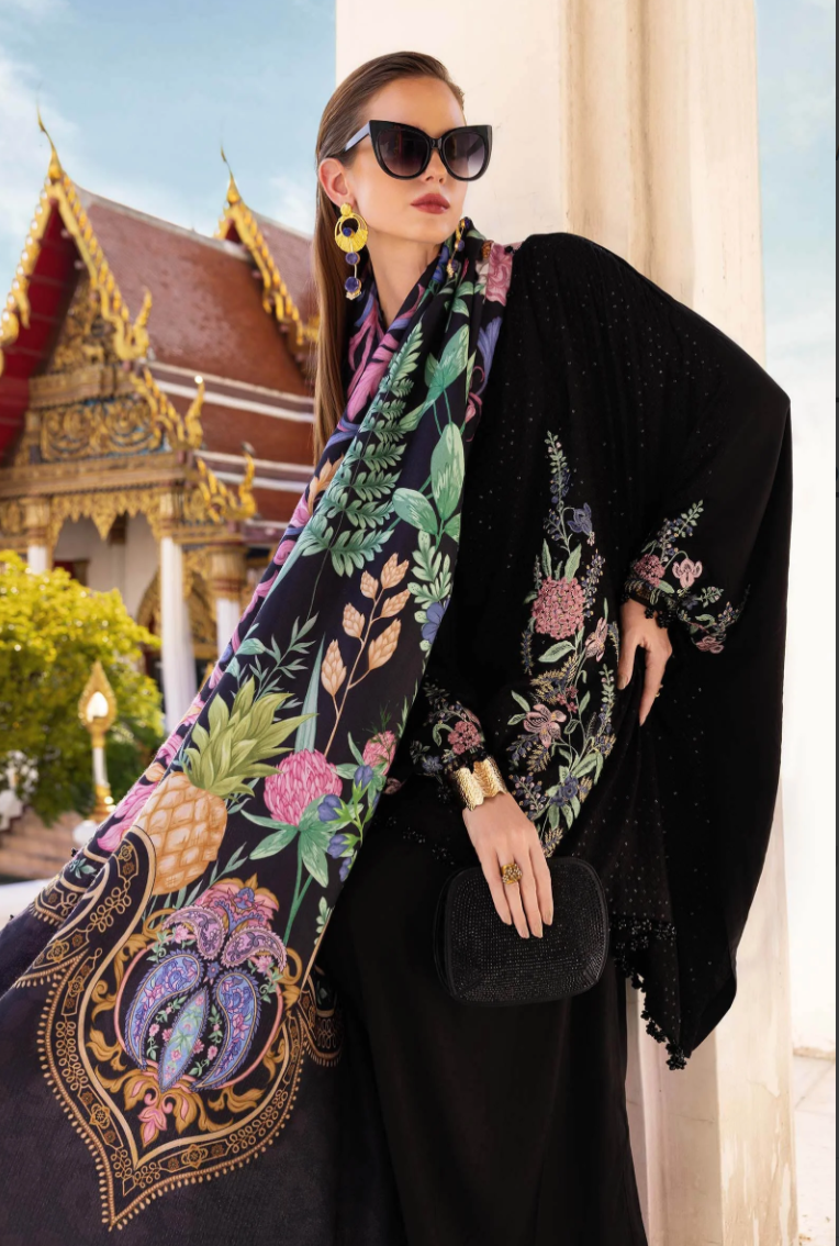 Maria.B MPrints Embroidered Twill Linen Unstitched 3Pc Suit
