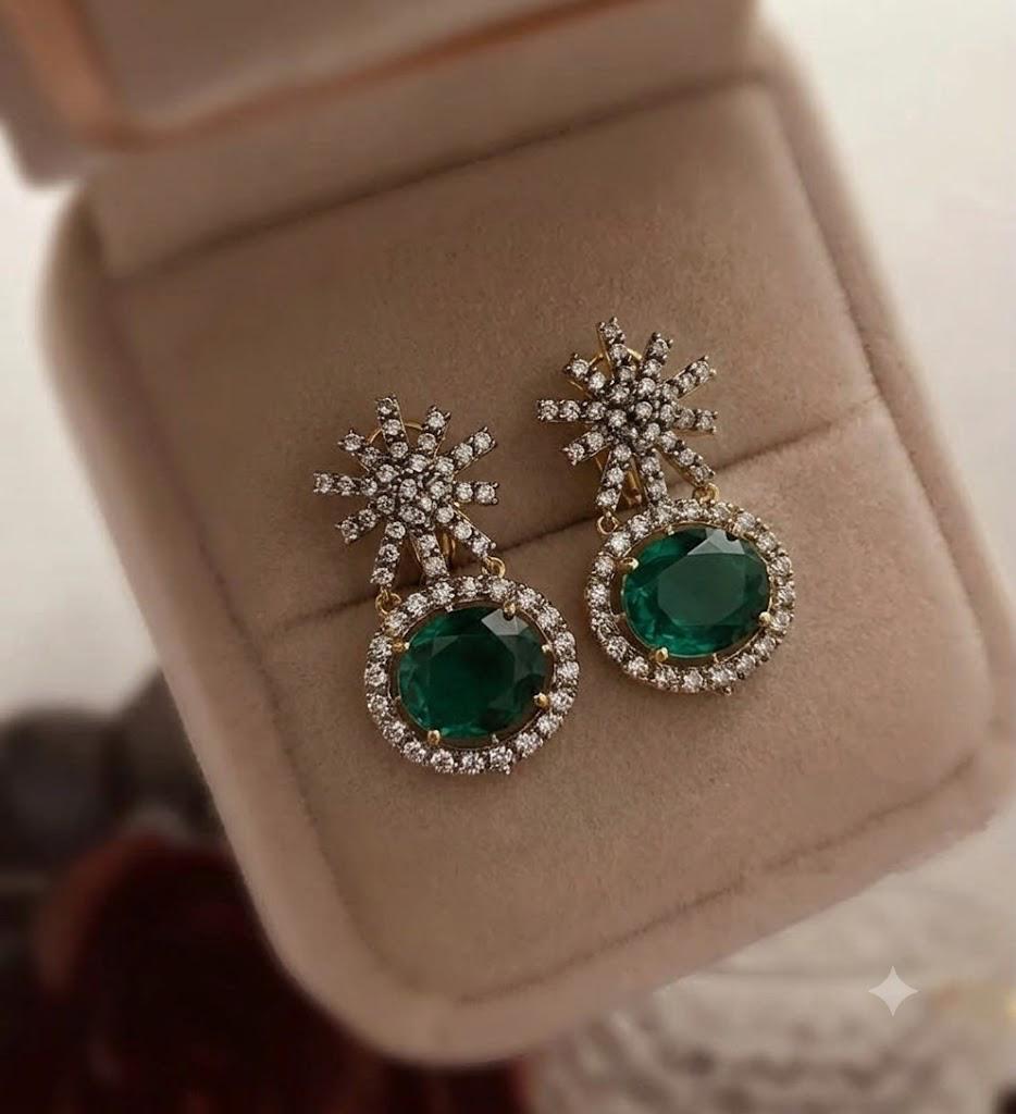 Celestial Emerald Drop Earrings- Available in 3 colors