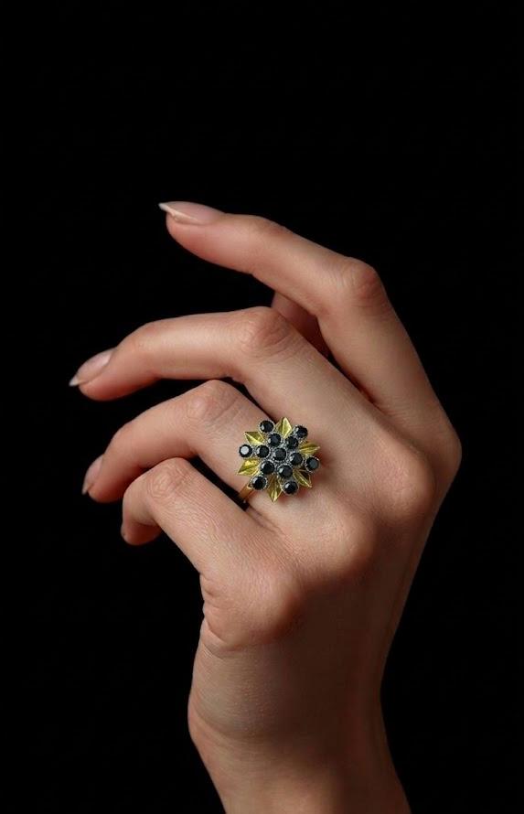 Midnight Blossom Ring