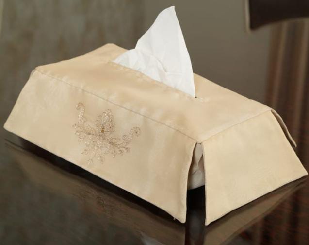 Embroidered Velvet Home Decor Set – Tissue Box, Table Runner & Table Mat