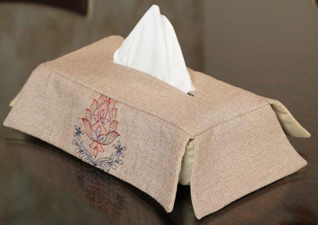 Embroidered Linen Home Decor Set – Tissue Box, Table Runner & Table Mat