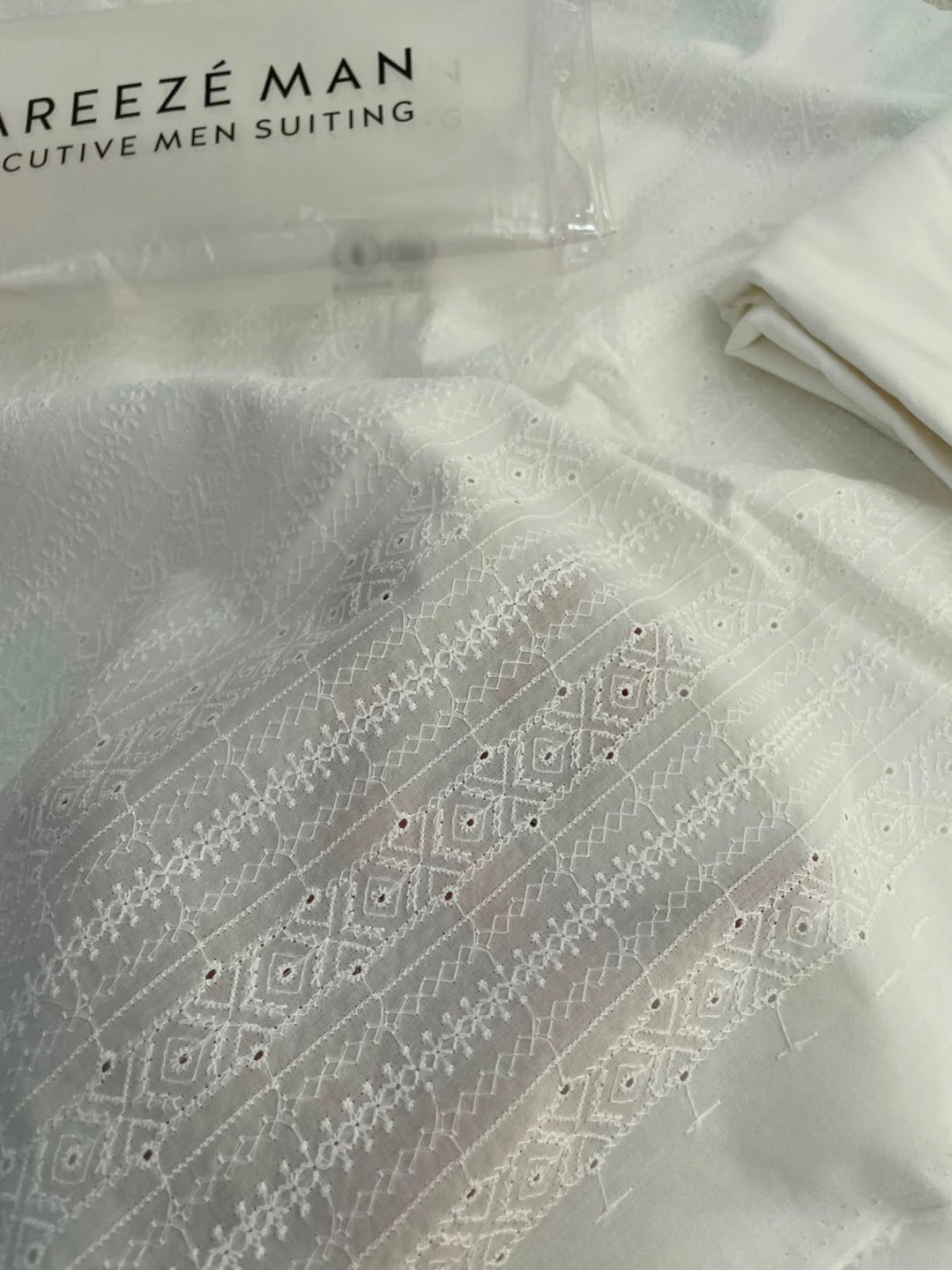 Bareeze Man- EMBROIDERED-KURTA-WHITE