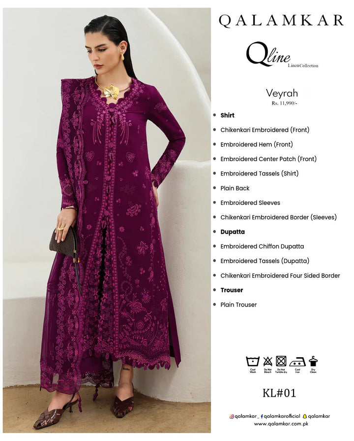 Qalamkar - Qline Luxury Linen Collection - VEYRAH - Unstitched