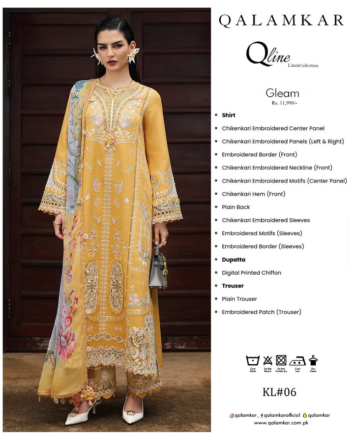 Qalamkar - Qline Luxury Linen Collection - Gleam - Unstitched