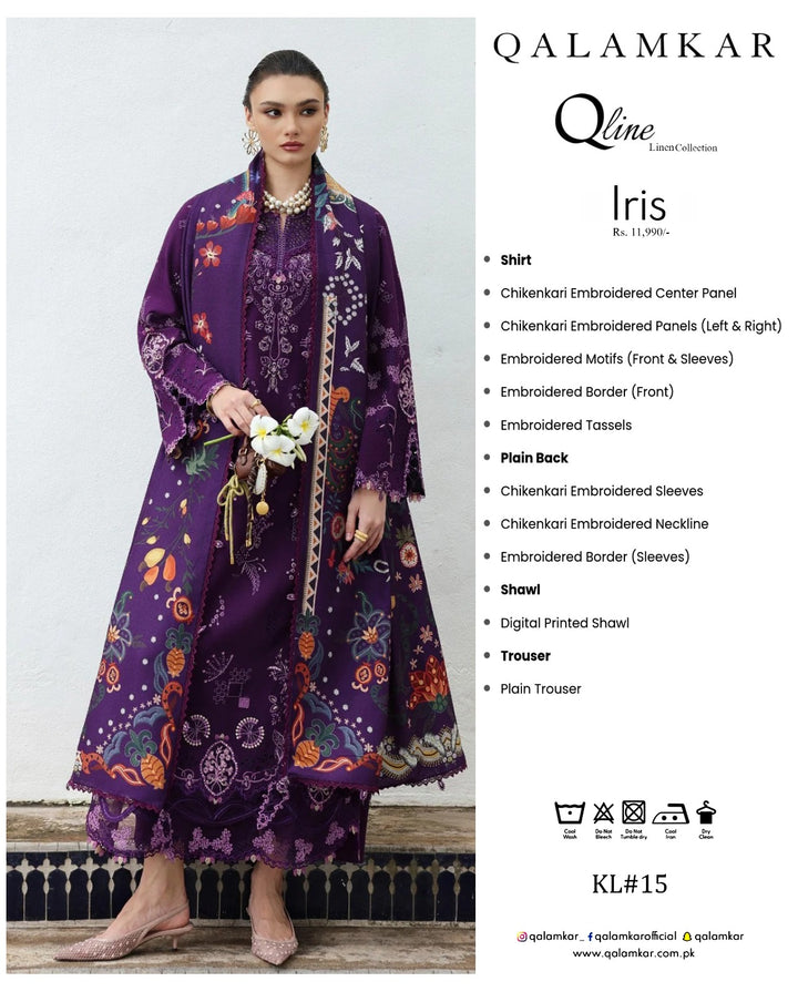 Qalamkar - Qline Luxury Linen Collection - Iris - Unstitched