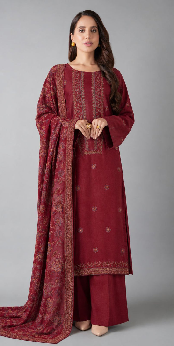 Bareeze Karandi 3pcs with Embroidered Shawl