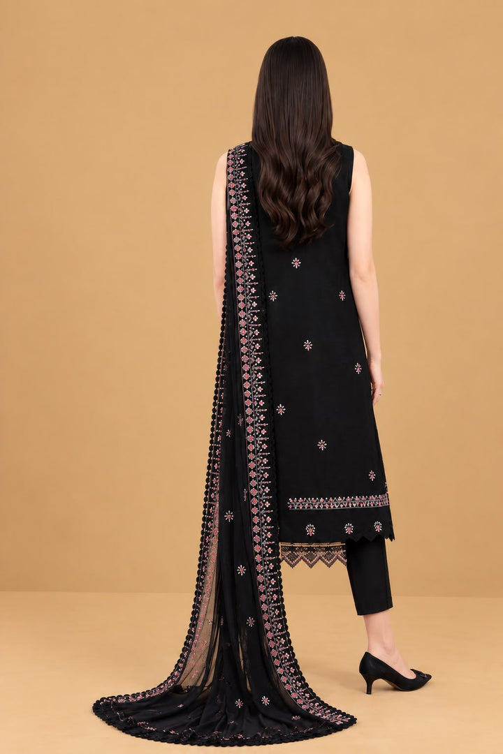 SAYA- Unstitched Printed Embroidered Cambric 3 Piece with Chiffon Dupatta