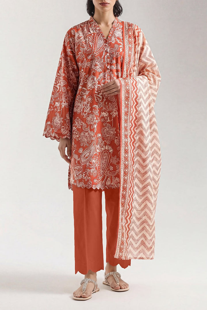 SAYA- Unstitched Printed Embroidered Cambric 3 Piece with Lawn Dupatta