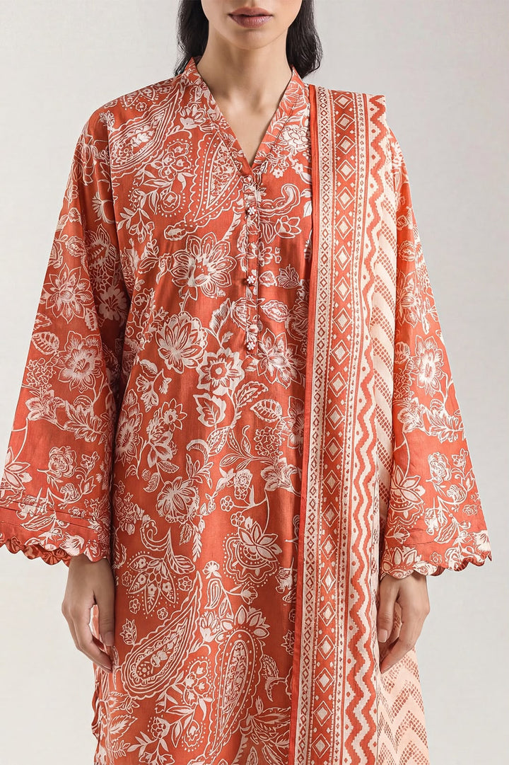 SAYA- Unstitched Printed Embroidered Cambric 3 Piece with Lawn Dupatta