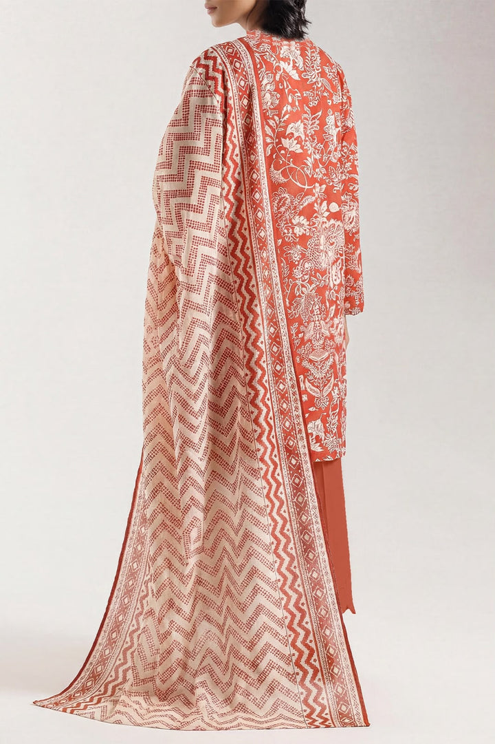 SAYA- Unstitched Printed Embroidered Cambric 3 Piece with Lawn Dupatta