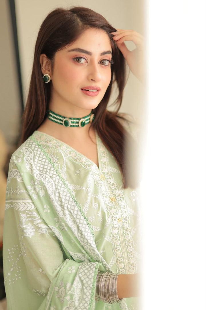 SAYA- Unstitched Printed Embroidered Lawn 3 Piece