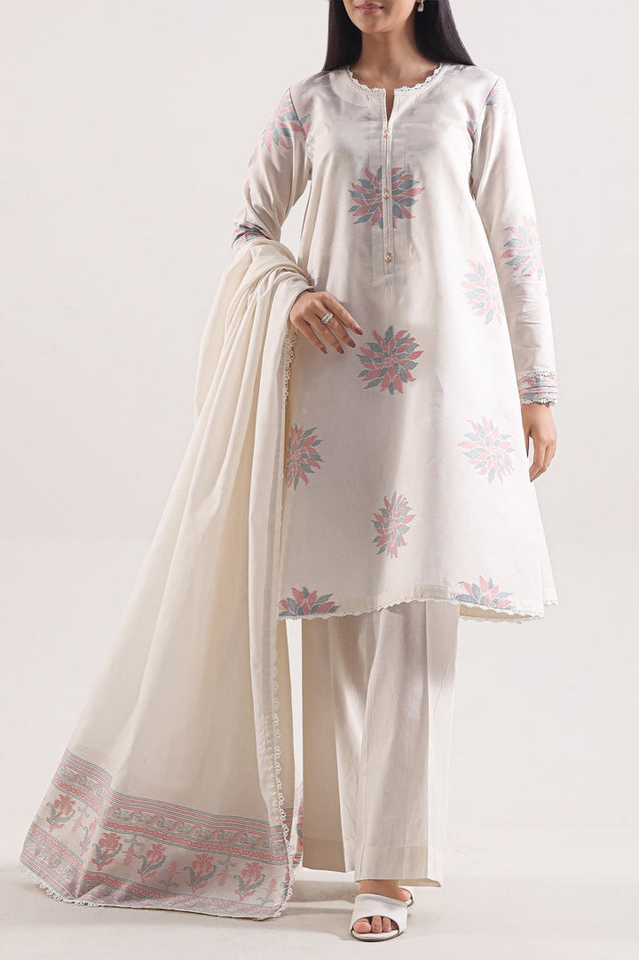 SAYA- Unstitched Printed Embroidered Jacquard 3 Piece