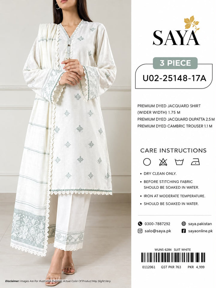 SAYA- Unstitched Printed Embroidered Jacquard 3 Piece