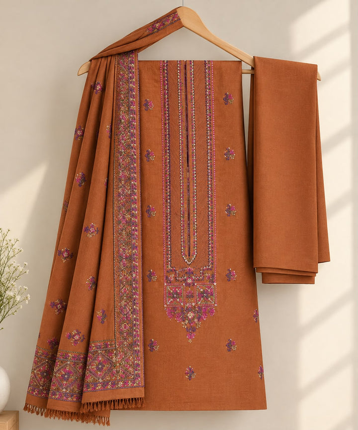 Bareeze- Karandi With Embroidered Shawl- 3 Piece