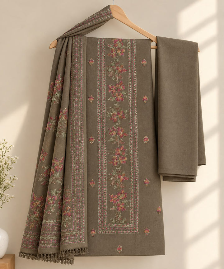 Bareeze- Karandi With Embroidered Shawl- 3 Piece