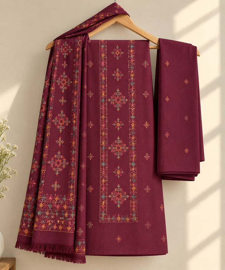 Bareeze- Karandi With Embroidered Shawl- 3 Piece