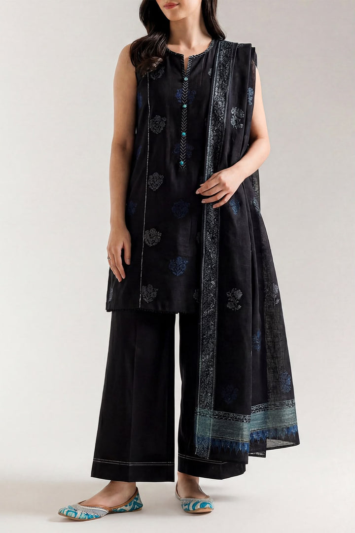 SAYA- Unstitched Printed Embroidered Jacquard 3 Piece