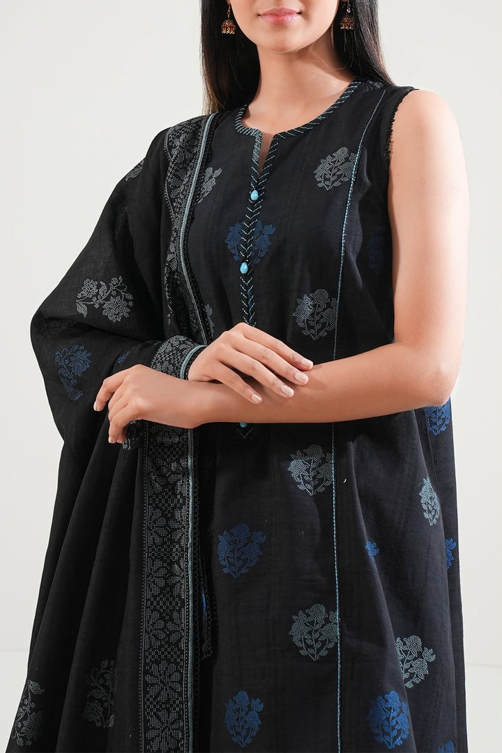 SAYA- Unstitched Printed Embroidered Jacquard 3 Piece