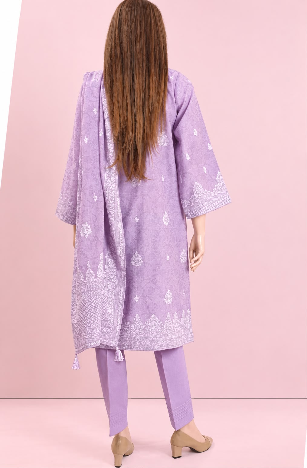 SAYA- Unstitched Printed Embroidered Jacquard 3 Piece