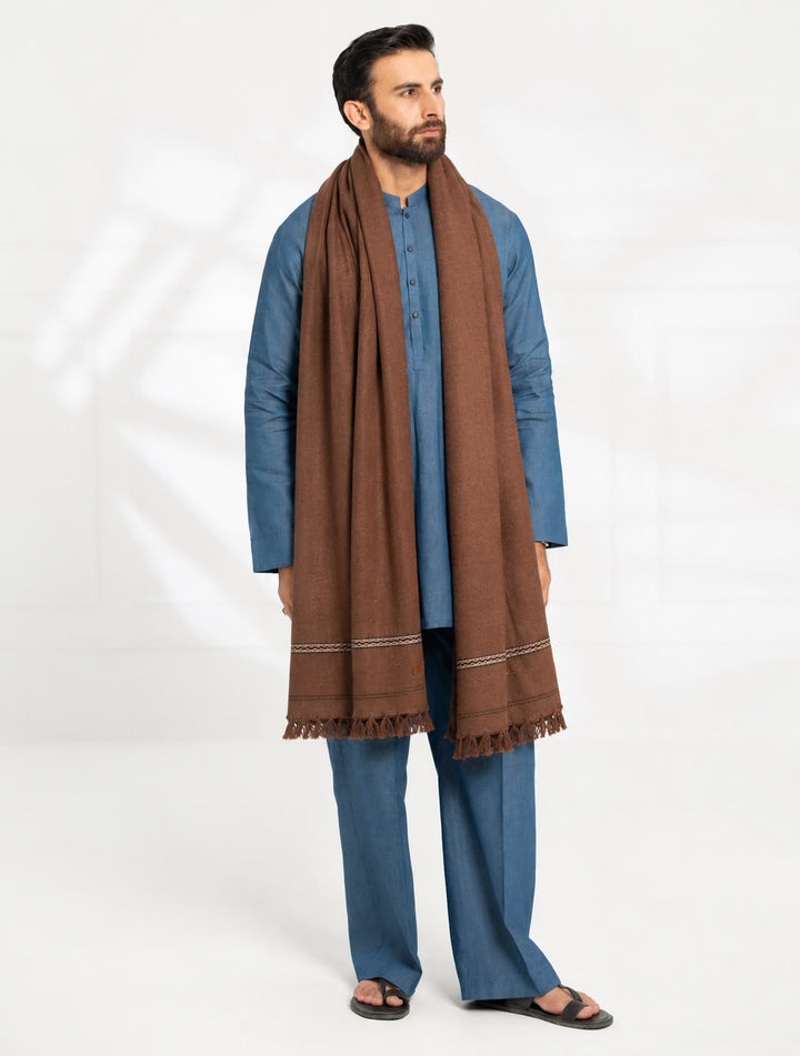 Almirah- Men's Wool Shawl- Brown