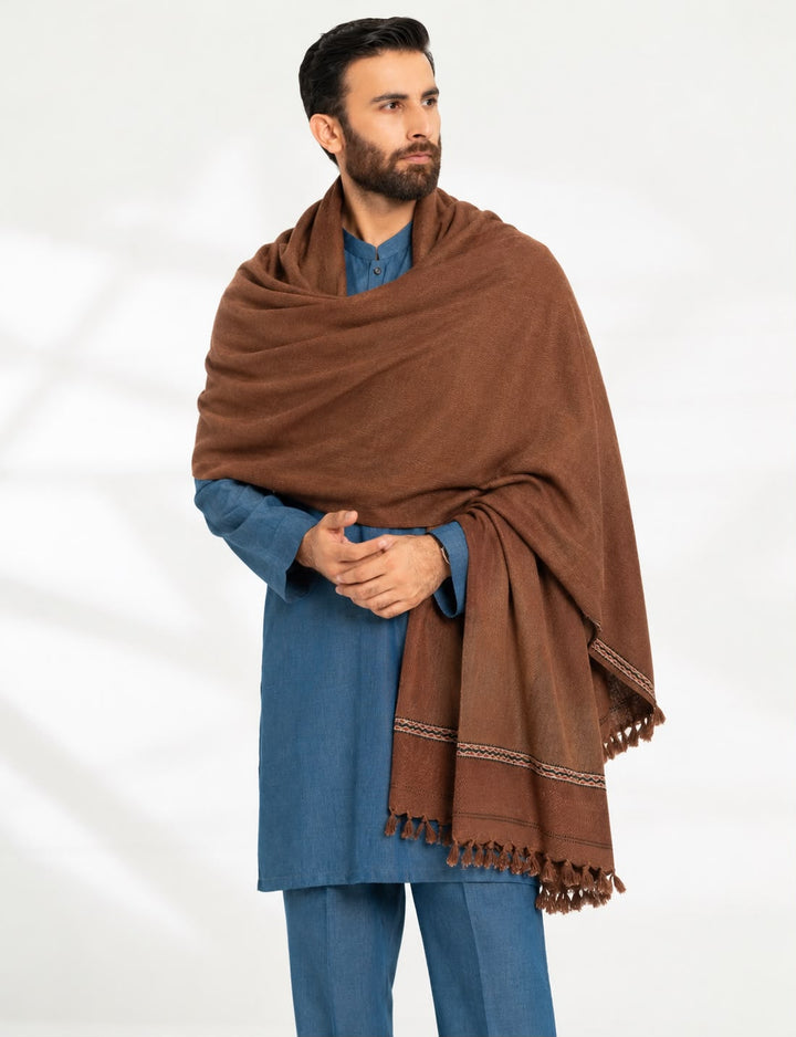 Almirah- Men's Wool Shawl- Brown