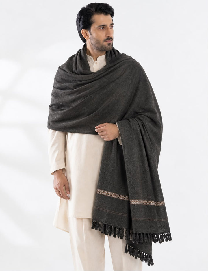 Almirah- Men's Wool Shawl- Charcoal Grey