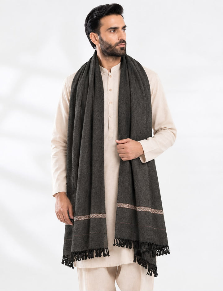Almirah- Men's Wool Shawl- Charcoal Grey