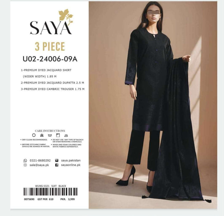 SAYA- Unstitched Printed Dyed Printed Jacquard 3 Piece