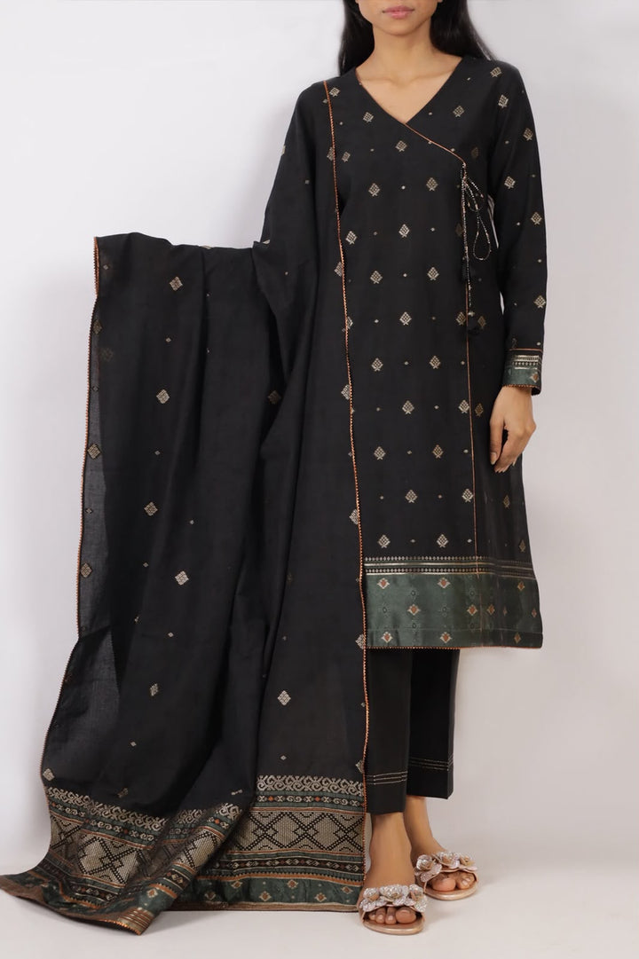 SAYA- Unstitched Printed Embroidered Jacquard 3 Piece