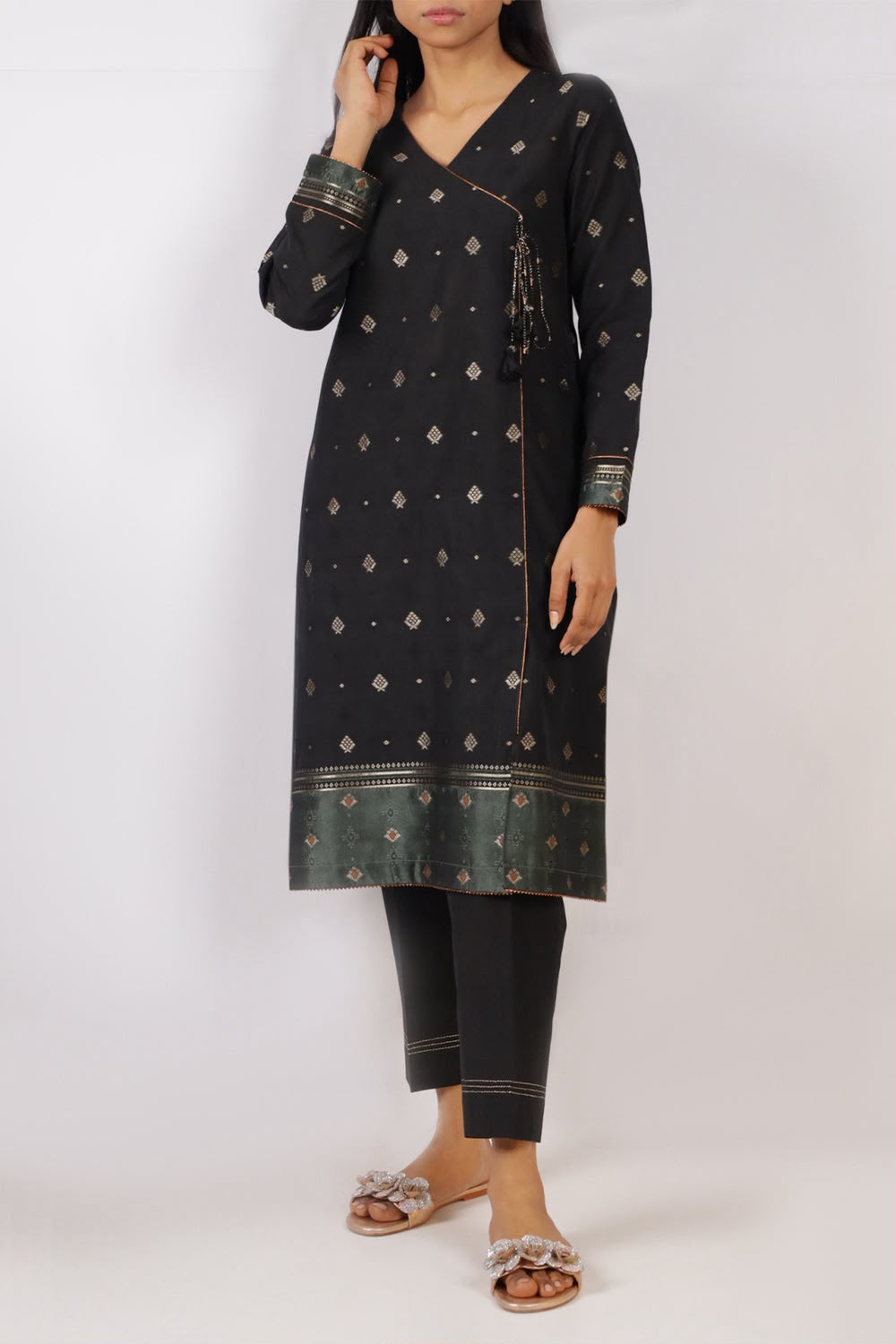 SAYA- Unstitched Printed Embroidered Jacquard 3 Piece