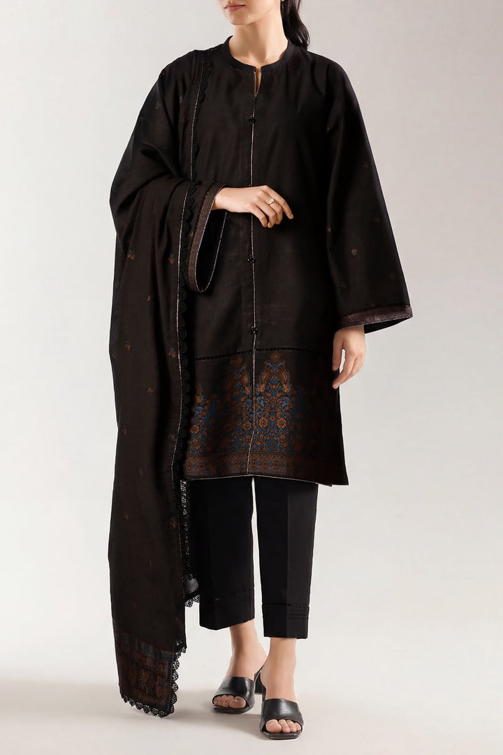 SAYA- Unstitched Printed Embroidered Jacquard Cotton 3 Piece