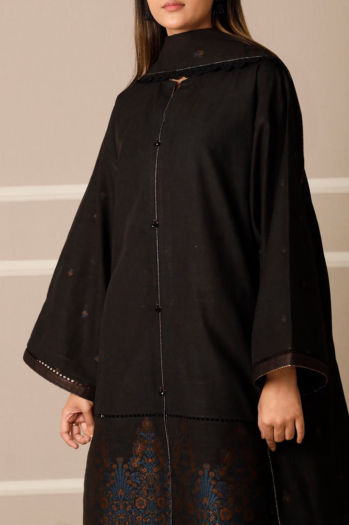 SAYA- Unstitched Printed Embroidered Jacquard Cotton 3 Piece