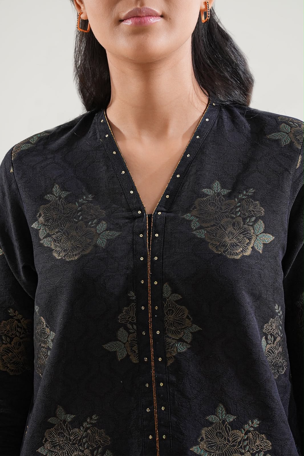 SAYA- Unstitched Printed Embroidered Jacquard 3 Piece