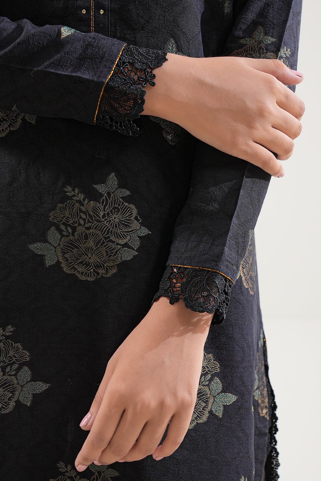 SAYA- Unstitched Printed Embroidered Jacquard 3 Piece