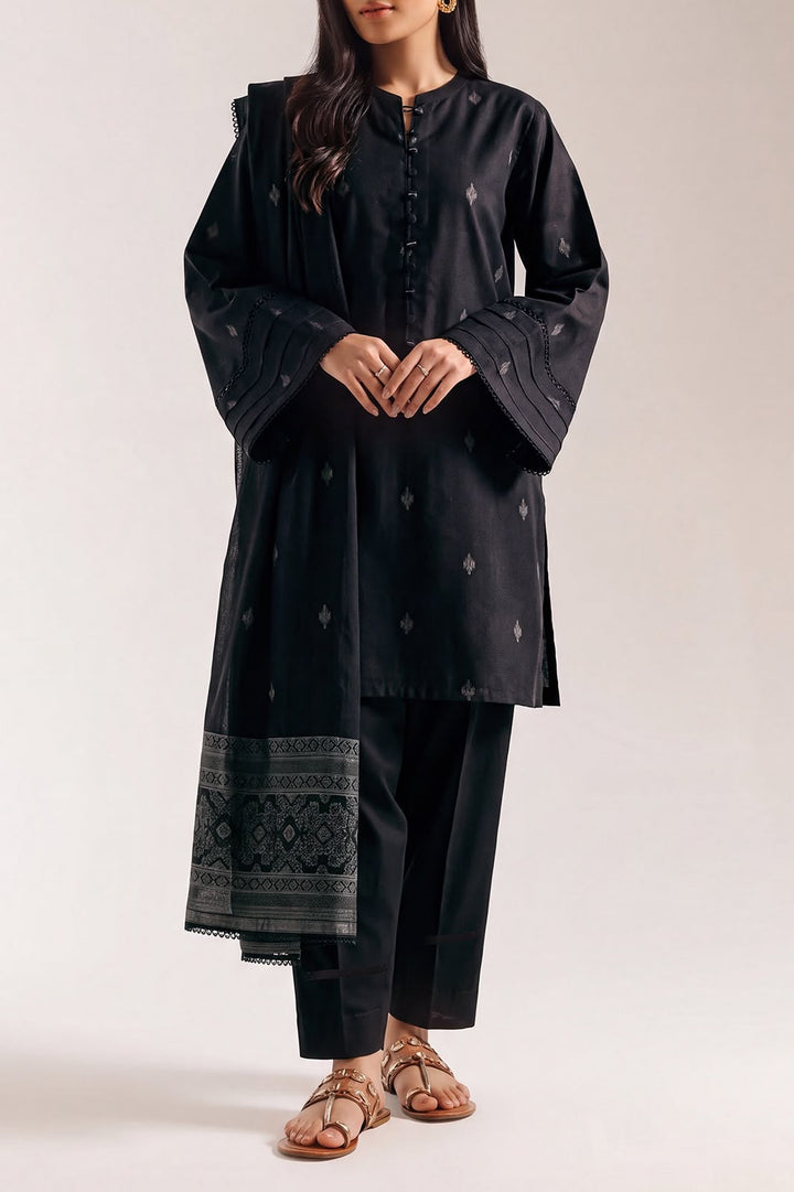 SAYA- Unstitched Printed Embroidered Jacquard 3 Piece