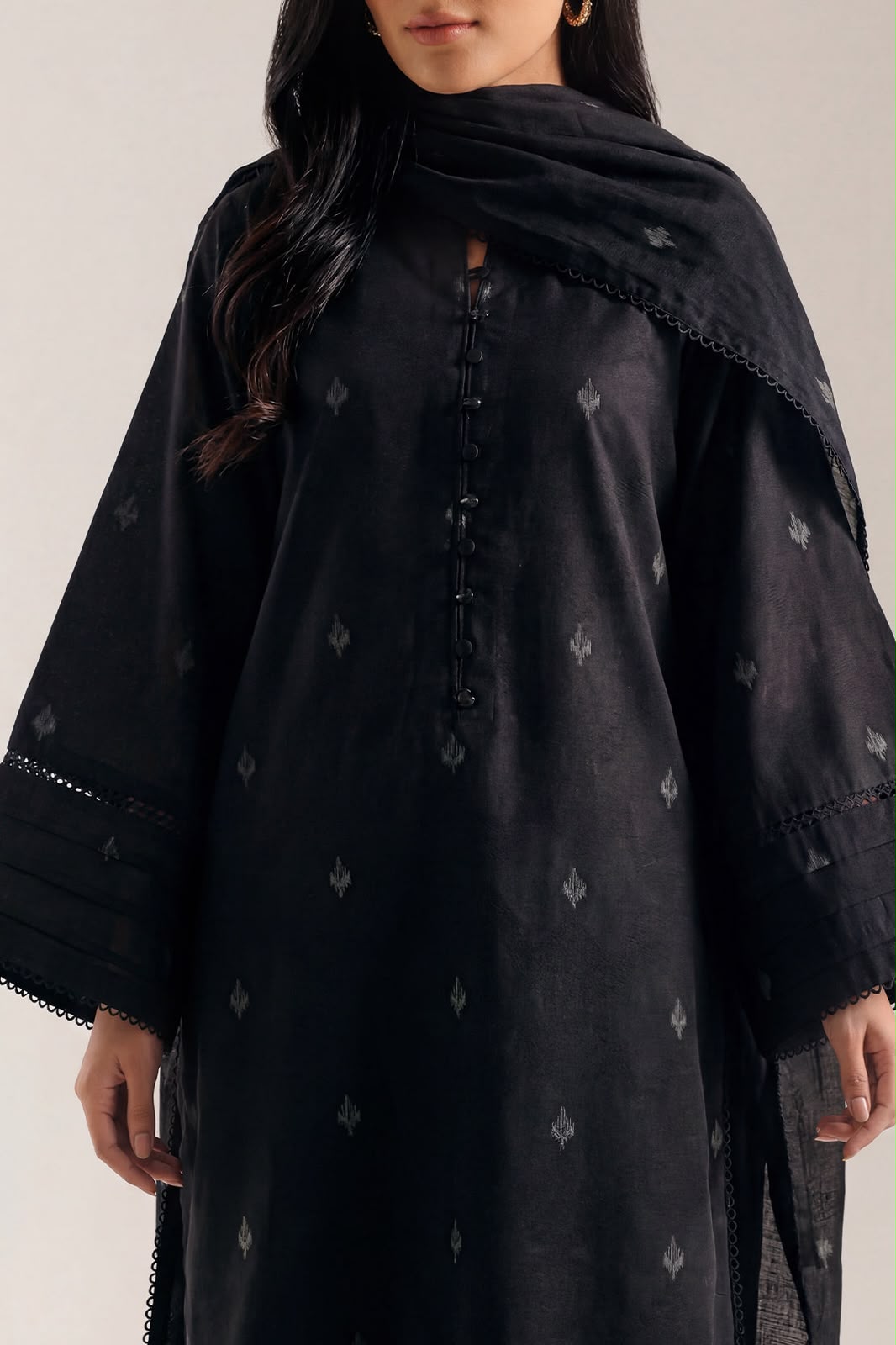 SAYA- Unstitched Printed Embroidered Jacquard 3 Piece