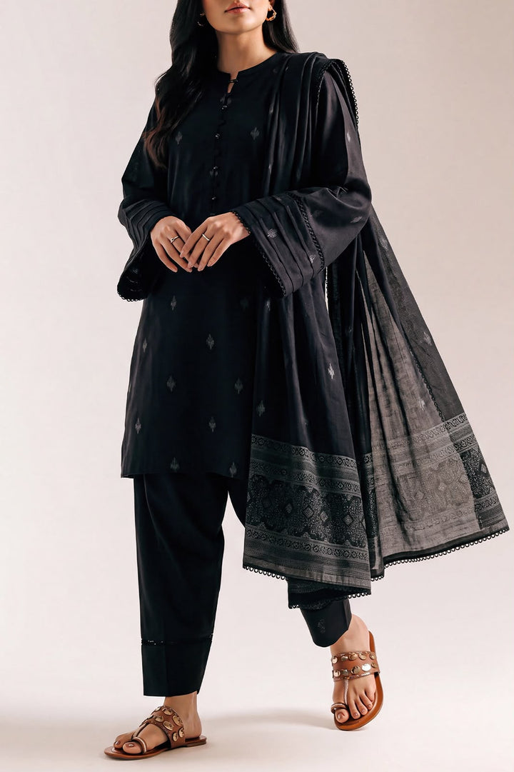 SAYA- Unstitched Printed Embroidered Jacquard 3 Piece