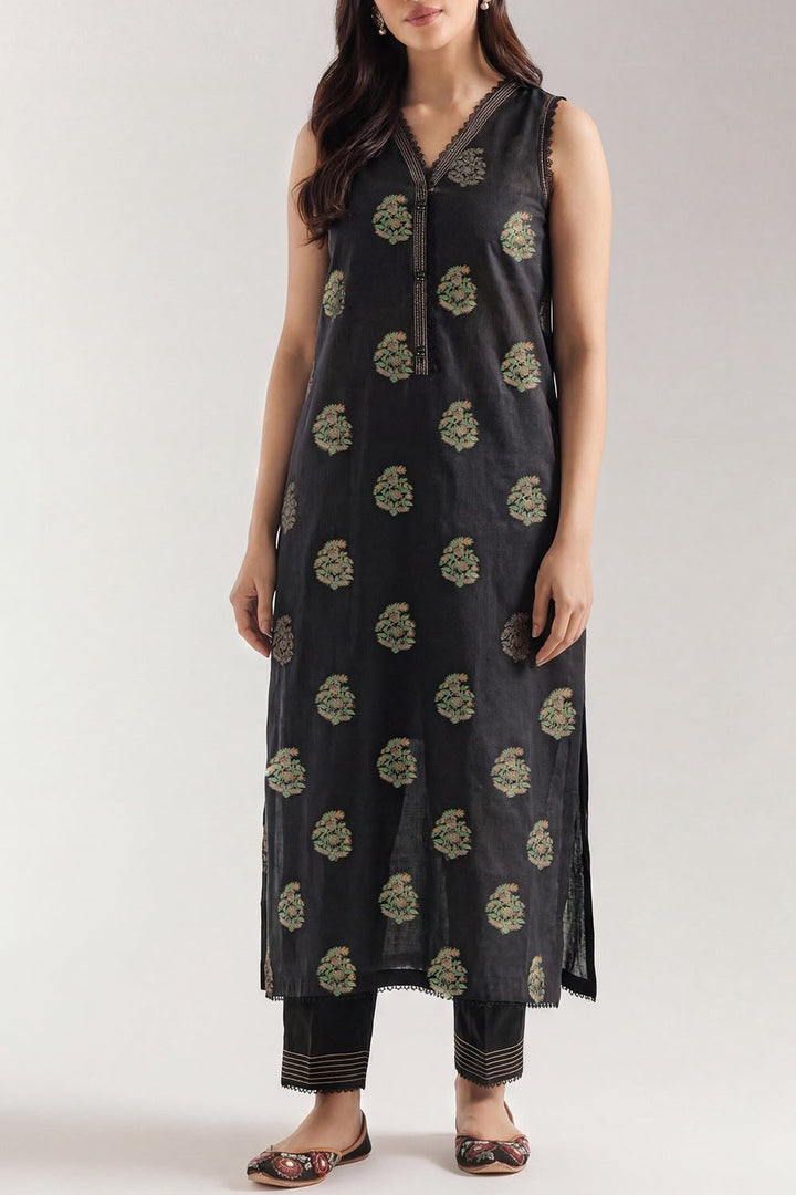 SAYA- Unstitched Printed Embroidered Jacquard Cotton 3 Piece