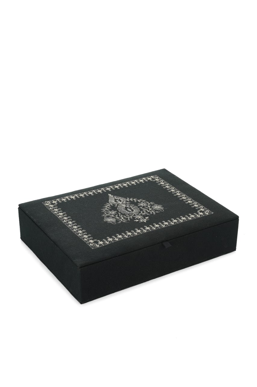 Embroidered Velvet Prayer Essentials Set – Prayer Mat, Quran Box, Quran Cover & Tasbeeh Box