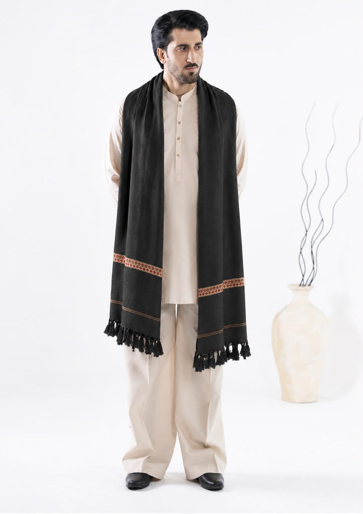 Almirah- Men's Wool Shawl- Black Stone