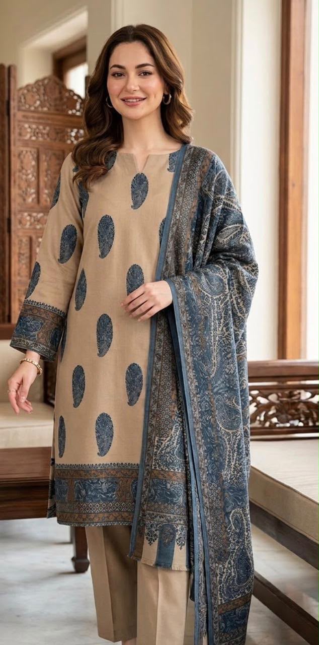 Indian Pashmina Printed- 3 Piece- Unstitched Collection'26