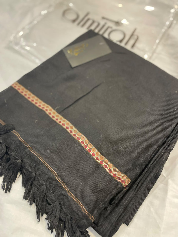 Almirah- Men's Wool Shawl- Black Stone