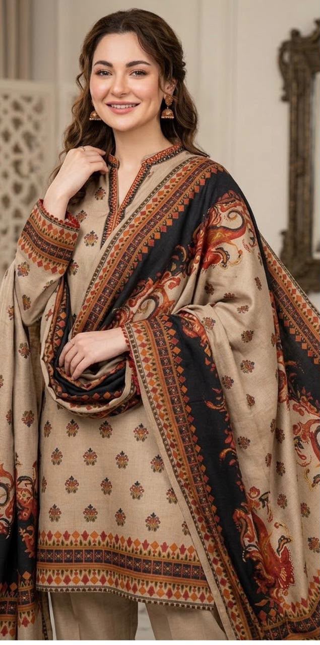 Indian Pashmina Printed- 3 Piece- Unstitched Collection'26