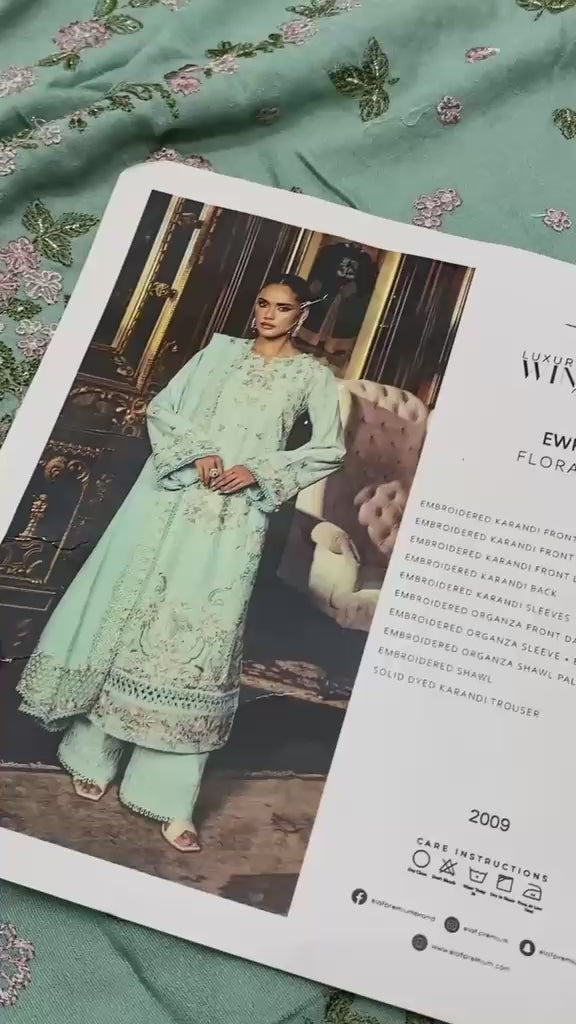 ELAF- Unstitched Luxury Karandi 3 Piece- EWK-5B FLORAZURE