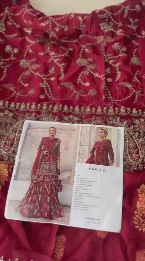 Maria B- Sateen- Embroidered Cotton Satin Unstitched 3Pc Suit